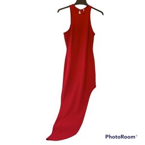 Glare Red Long Side Leg Halter Top Dress
